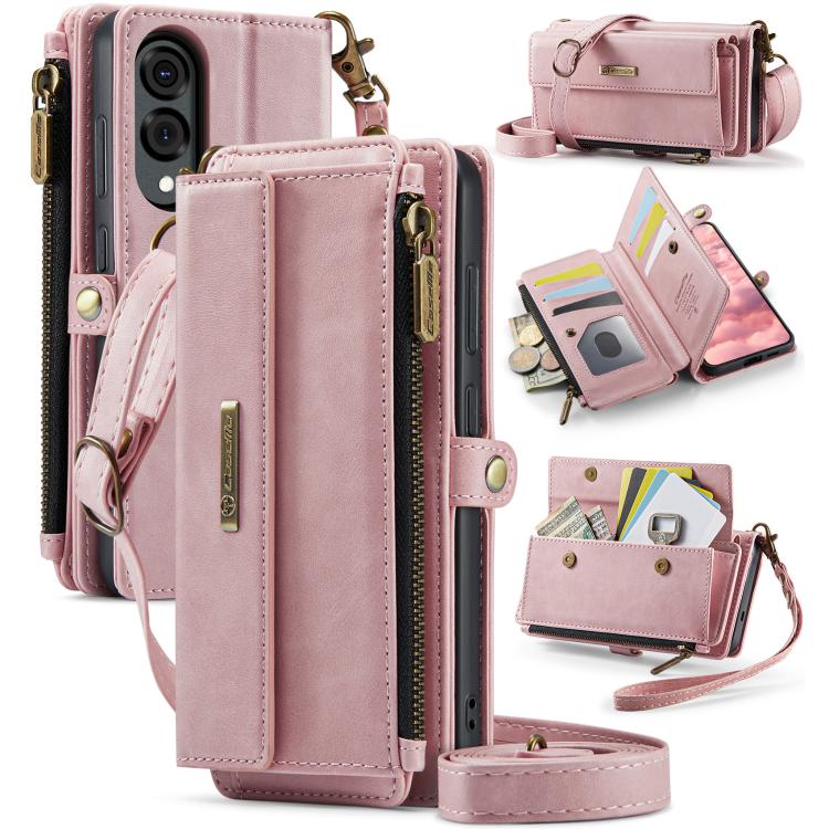 Custodia per telefono CaseMe C39 con cerniera, portafoglio in pelle e tracolla, con protezione RFID e chiusura a zip., For Samsung Galaxy A57 5G, For Samsung Galaxy S25 FE 5G, For Samsung Galaxy S25 Edge 5G, For Samsung Galaxy A56 5G