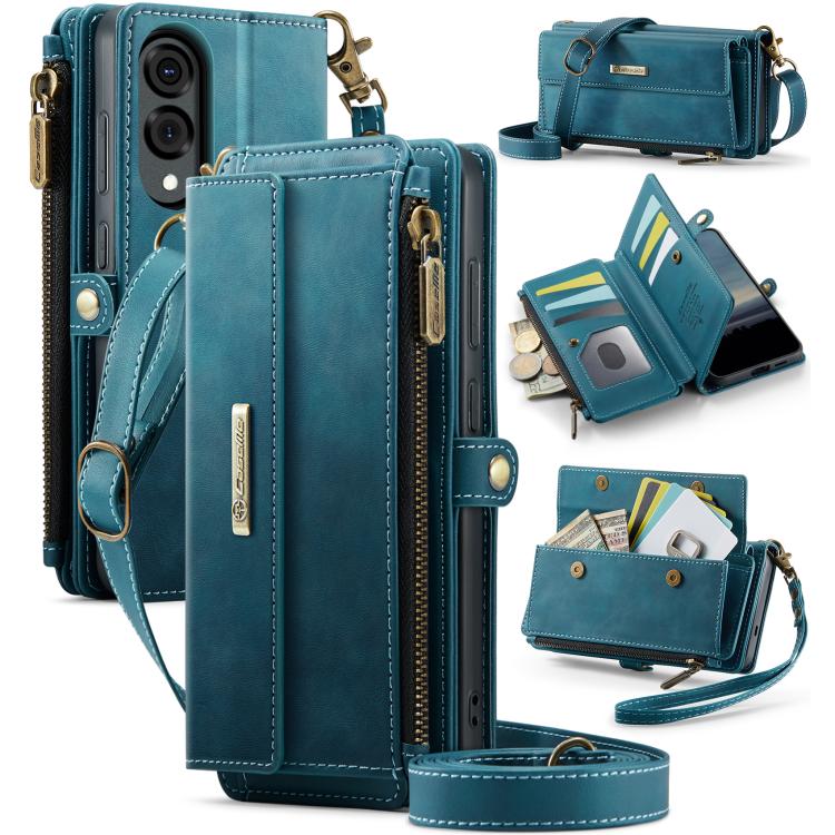 Custodia per telefono CaseMe C39 con cerniera, portafoglio in pelle e tracolla, con protezione RFID e chiusura a zip., For Samsung Galaxy A57 5G, For Samsung Galaxy S25 FE 5G, For Samsung Galaxy S25 Edge 5G, For Samsung Galaxy A56 5G