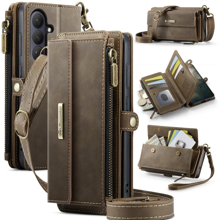 Custodia per telefono CaseMe C39 con cerniera, portafoglio in pelle e tracolla, con protezione RFID e chiusura a zip., For Galaxy S26 FE 5G, For Samsung Galaxy S26+ 5G, For Samsung Galaxy S26 Ultra 5G, For Samsung Galaxy S26 5G