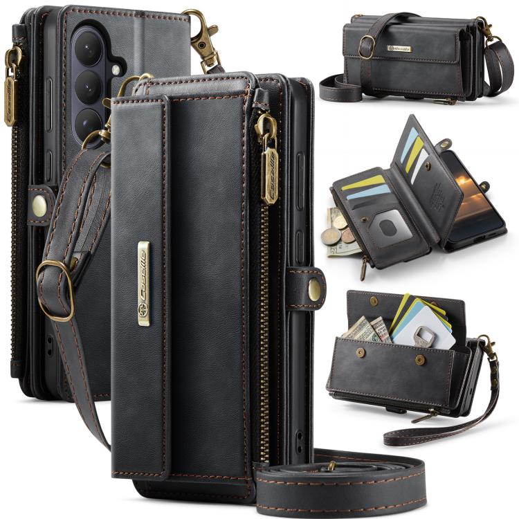 Custodia per telefono CaseMe C39 con cerniera, portafoglio in pelle e tracolla, con protezione RFID e chiusura a zip., For Galaxy S26 FE 5G, For Samsung Galaxy S26+ 5G, For Samsung Galaxy S26 Ultra 5G, For Samsung Galaxy S26 5G