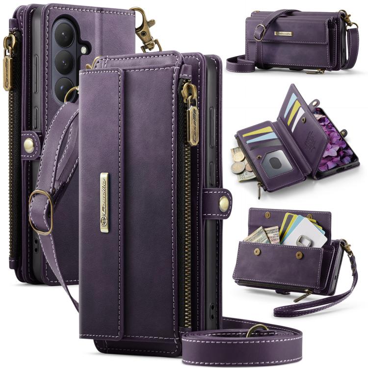 Custodia per telefono CaseMe C39 con cerniera, portafoglio in pelle e tracolla, con protezione RFID e chiusura a zip., For Galaxy S26 FE 5G, For Samsung Galaxy S26+ 5G, For Samsung Galaxy S26 Ultra 5G, For Samsung Galaxy S26 5G