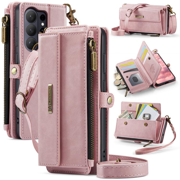 Custodia per telefono CaseMe C39 con cerniera, portafoglio in pelle e tracolla, con protezione RFID e chiusura a zip., For Galaxy S26 FE 5G, For Samsung Galaxy S26+ 5G, For Samsung Galaxy S26 Ultra 5G, For Samsung Galaxy S26 5G