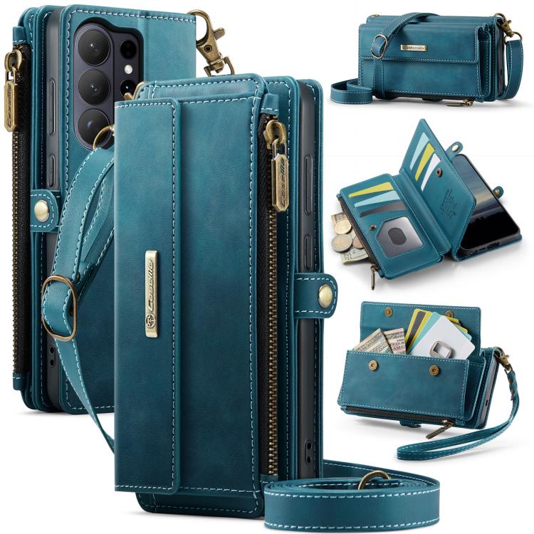 Custodia per telefono CaseMe C39 con cerniera, portafoglio in pelle e tracolla, con protezione RFID e chiusura a zip., For Galaxy S26 FE 5G, For Samsung Galaxy S26+ 5G, For Samsung Galaxy S26 Ultra 5G, For Samsung Galaxy S26 5G