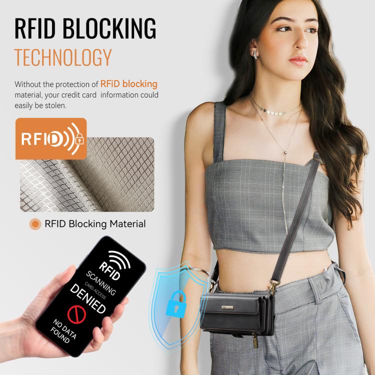 Custodia per telefono CaseMe C39 con cerniera, portafoglio in pelle e tracolla, con protezione RFID e chiusura a zip., For Samsung Galaxy A57 5G, For Samsung Galaxy S25 FE 5G, For Samsung Galaxy S25 Edge 5G, For Samsung Galaxy A56 5G