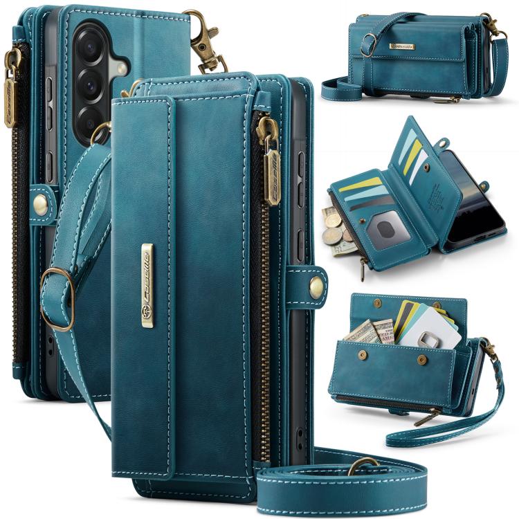 Custodia per telefono CaseMe C39 con cerniera, portafoglio in pelle e tracolla, con protezione RFID e chiusura a zip., For Samsung Galaxy A57 5G, For Samsung Galaxy S25 FE 5G, For Samsung Galaxy S25 Edge 5G, For Samsung Galaxy A56 5G