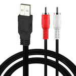 JUNSUNMAY 1.5m USB 2.0 Male to 2 RCA Male Video AV Converter Audio Splitter Cable, 1.5m USB M to 2 RCA