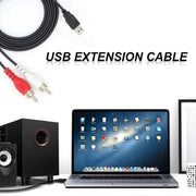 JUNSUNMAY 1.5m USB 2.0 Male to 2 RCA Male Video AV Converter Audio Splitter Cable, 1.5m USB M to 2 RCA