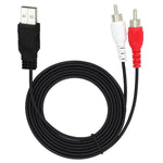 JUNSUNMAY 1.5m USB 2.0 Male to 2 RCA Male Video AV Converter Audio Splitter Cable, 1.5m USB M to 2 RCA
