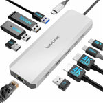 WAVLINK UMD309 Dual HD PD100W 10Gbps USB-A USB-C Docking Station 10 in 1 HUB, UMD309