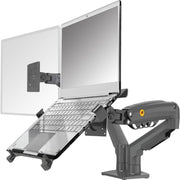 NORTH BAYOU F160-FP Tray Dual Arm Bracket Monitor Desk Mount Adjustable Laptop Holder, F160-FP