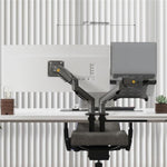 NORTH BAYOU F160-FP Tray Dual Arm Bracket Monitor Desk Mount Adjustable Laptop Holder, F160-FP