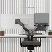 NORTH BAYOU F160-FP Tray Dual Arm Bracket Monitor Desk Mount Adjustable Laptop Holder, F160-FP