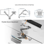 NORTH BAYOU F160-FP Tray Dual Arm Bracket Monitor Desk Mount Adjustable Laptop Holder, F160-FP