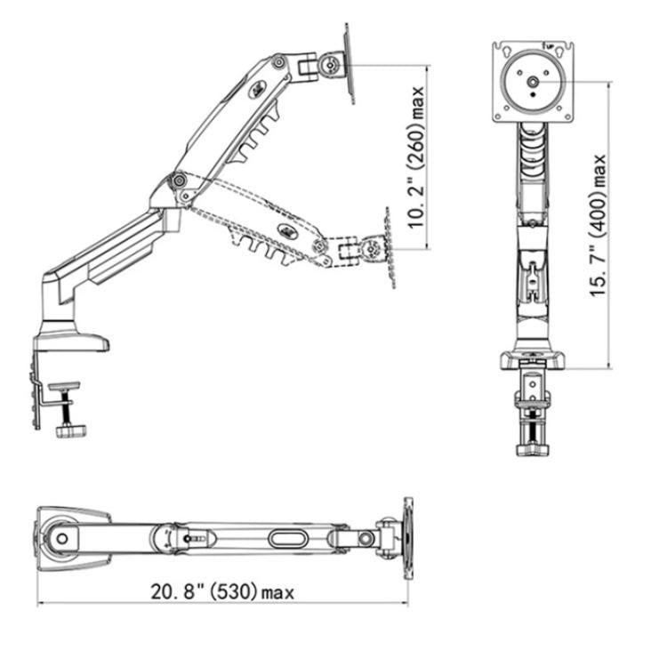 NORTH BAYOU F80-FP For 17-30 Inch Laptop Height Adjustable Desktop Mount Bracket, F80-FP