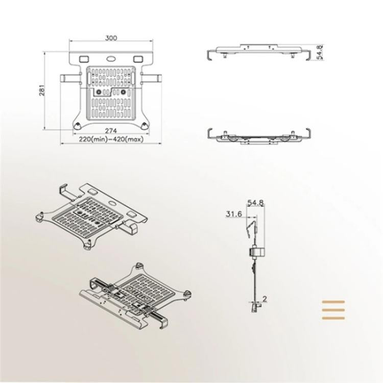 NORTH BAYOU F80-FP For 17-30 Inch Laptop Height Adjustable Desktop Mount Bracket, F80-FP