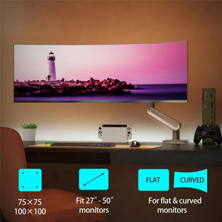 Supporto ergonomico piatto e curvo NORTH BAYOU A6 per monitor ultrawide da 27 a 50 pollici., A6