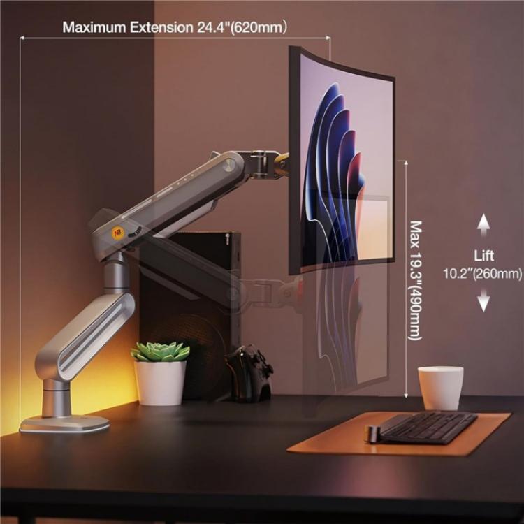Supporto ergonomico piatto e curvo NORTH BAYOU A6 per monitor ultrawide da 27 a 50 pollici., A6