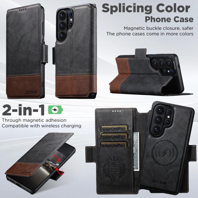 Custodia per telefono Suteni Q06 2 in 1 multifunzione con portafoglio rimovibile e MagSafe, For Samsung Galaxy S26 Ultra 5G, For Samsung Galaxy S25 Ultra 5G, For Samsung Galaxy S24 Ultra 5G, For Samsung Galaxy S23 Ultra 5G, For Samsung Galaxy S22 Ultra 5G