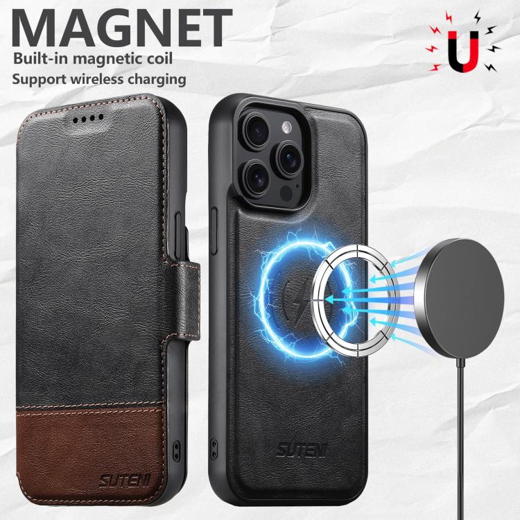 Custodia per telefono Suteni Q06 2 in 1 multifunzione con portafoglio rimovibile e MagSafe, For iPhone 12 Pro