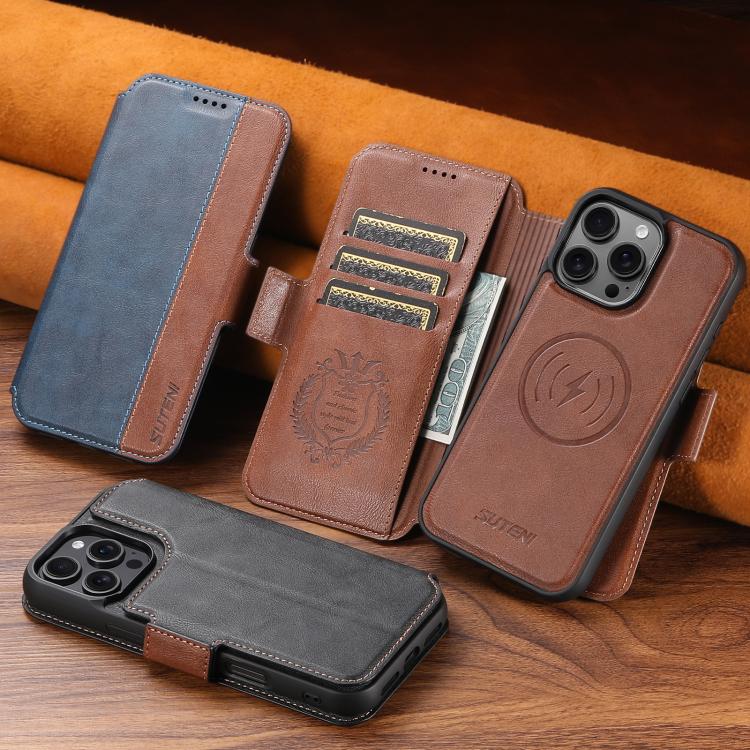 Custodia per telefono Suteni Q07 2 in 1 multifunzione con portafoglio rimovibile e MagSafe, For iPhone 12 Pro