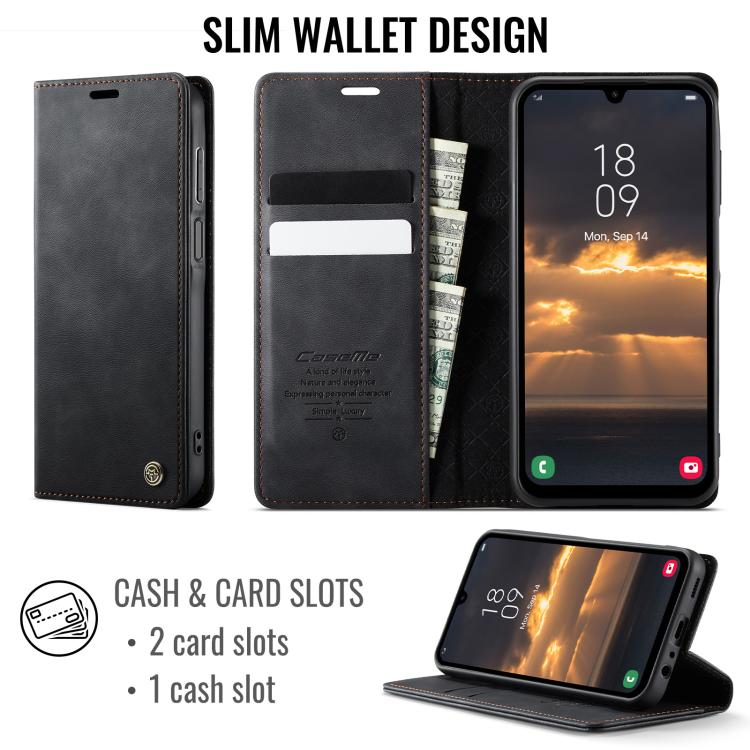 Custodia per telefono CaseMe 033 con fodera in pelle di vitello, inserti in microfibra e protezione RFID., For Samsung Galaxy A15, For Samsung Galaxy A25, For Samsung Galaxy S23 FE 5G, For Samsung Galaxy A24 4G