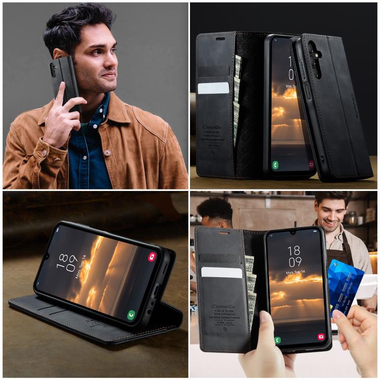Custodia per telefono CaseMe 033 con fodera in pelle di vitello, inserti in microfibra e protezione RFID., For Samsung Galaxy A15, For Samsung Galaxy A25, For Samsung Galaxy S23 FE 5G, For Samsung Galaxy A24 4G
