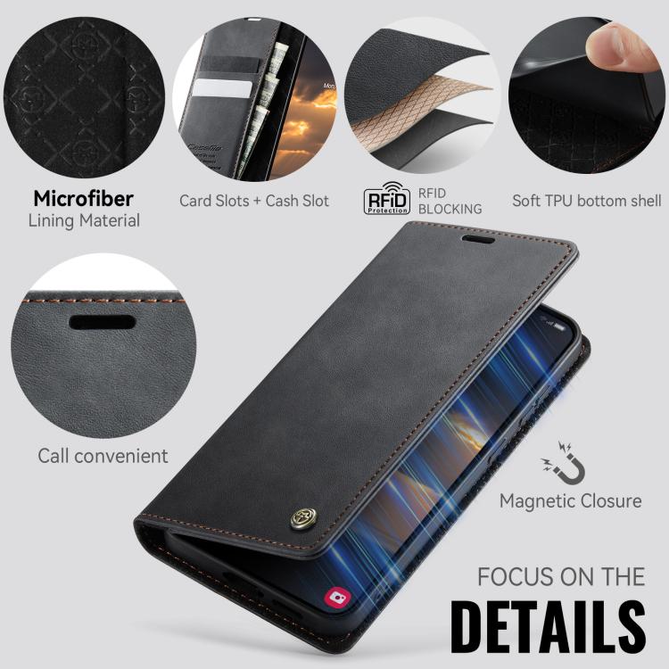 Custodia per telefono CaseMe 033 con fodera in pelle di vitello, inserti in microfibra e protezione RFID., For Samsung Galaxy S23 5G, For Samsung Galaxy A12 5G, For Samsung Galaxy S20 FE, For Samsung Galaxy A23 / M23