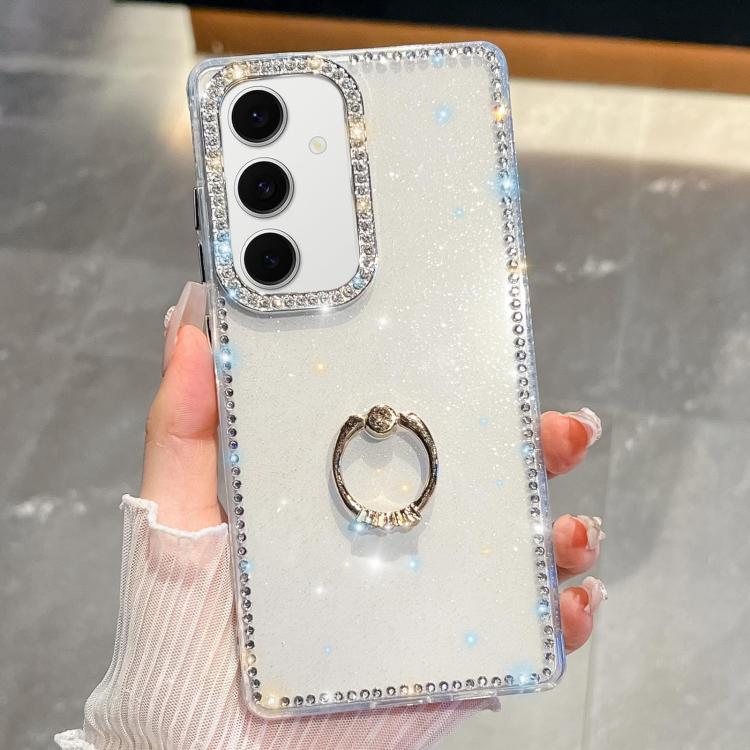 Anello di supporto in TPU con strass glitterati e custodia anti-caduta per telefono, For Samsung Galaxy S24 FE 5G, For Samsung Galaxy A15 5G, For Samsung Galaxy A55 5G, For Samsung Galaxy A35 5G