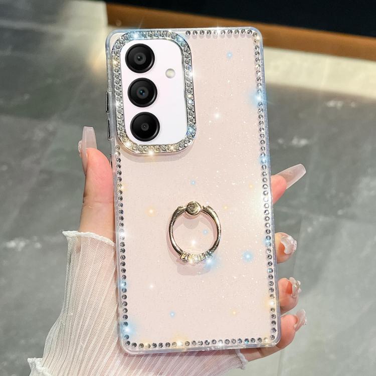 Anello di supporto in TPU con strass glitterati e custodia anti-caduta per telefono, For Samsung Galaxy S24 FE 5G, For Samsung Galaxy A15 5G, For Samsung Galaxy A55 5G, For Samsung Galaxy A35 5G