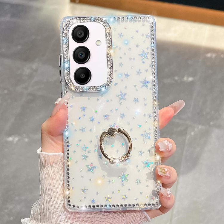 Anello di supporto in TPU con strass glitterati e custodia anti-caduta per telefono, For Samsung Galaxy S24 FE 5G, For Samsung Galaxy A15 5G, For Samsung Galaxy A55 5G, For Samsung Galaxy A35 5G