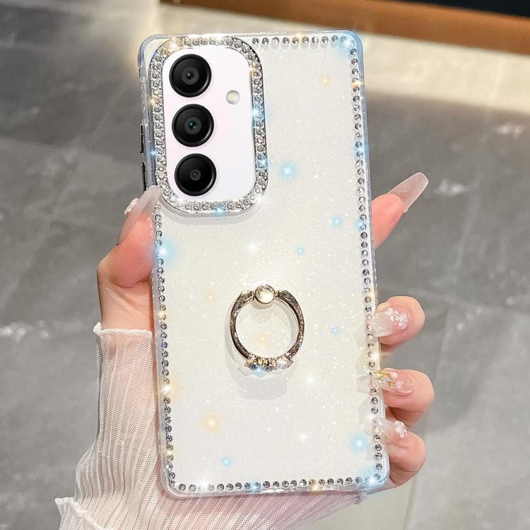 Anello di supporto in TPU con strass glitterati e custodia anti-caduta per telefono, For Samsung Galaxy S24 FE 5G, For Samsung Galaxy A15 5G, For Samsung Galaxy A55 5G, For Samsung Galaxy A35 5G