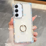 Anello di supporto in TPU con strass glitterati e custodia anti-caduta per telefono, For Samsung Galaxy S24 FE 5G, For Samsung Galaxy A15 5G, For Samsung Galaxy A55 5G, For Samsung Galaxy A35 5G