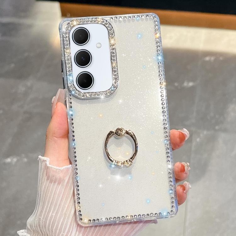 Anello di supporto in TPU con strass glitterati e custodia anti-caduta per telefono, For Samsung Galaxy S24 FE 5G, For Samsung Galaxy A15 5G, For Samsung Galaxy A55 5G, For Samsung Galaxy A35 5G
