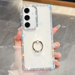 Anello di supporto in TPU con strass glitterati e custodia anti-caduta per telefono, For Samsung Galaxy S24 Ultra 5G, For Samsung Galaxy S24+ 5G, For Samsung Galaxy S24 5G, For Samsung Galaxy S23 Ultra 5G