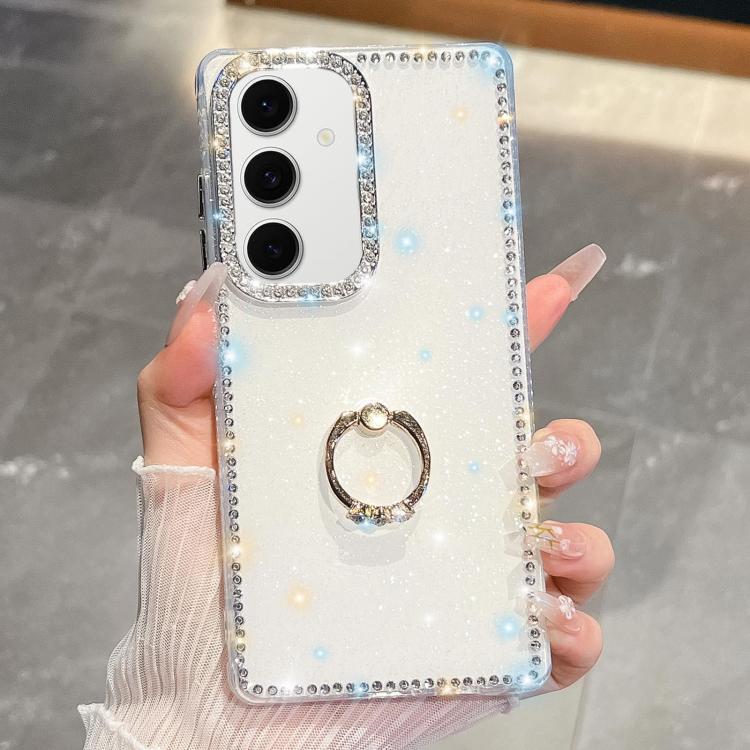 Anello di supporto in TPU con strass glitterati e custodia anti-caduta per telefono, For Samsung Galaxy S24 Ultra 5G, For Samsung Galaxy S24+ 5G, For Samsung Galaxy S24 5G, For Samsung Galaxy S23 Ultra 5G