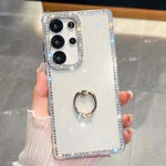 Anello di supporto in TPU con strass glitterati e custodia anti-caduta per telefono, For Samsung Galaxy S24 Ultra 5G, For Samsung Galaxy S24+ 5G, For Samsung Galaxy S24 5G, For Samsung Galaxy S23 Ultra 5G