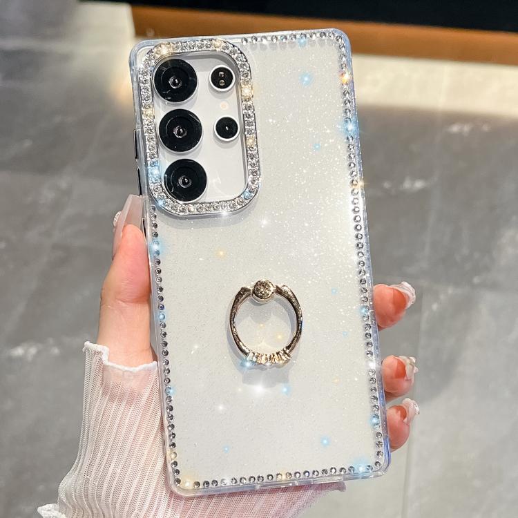 Anello di supporto in TPU con strass glitterati e custodia anti-caduta per telefono, For Samsung Galaxy S24 Ultra 5G, For Samsung Galaxy S24+ 5G, For Samsung Galaxy S24 5G, For Samsung Galaxy S23 Ultra 5G