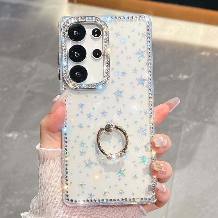 Anello di supporto in TPU con strass glitterati e custodia anti-caduta per telefono, For Samsung Galaxy S24 Ultra 5G, For Samsung Galaxy S24+ 5G, For Samsung Galaxy S24 5G, For Samsung Galaxy S23 Ultra 5G