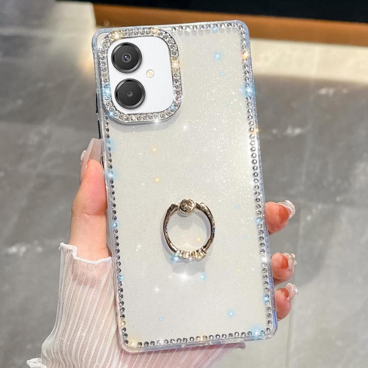 Anello di supporto in TPU con strass glitterati e custodia anti-caduta per telefono, For Samsung Galaxy S26+ 5G, For Samsung Galaxy S26 Ultra 5G, For Samsung Galaxy S26 5G, For Samsung Galaxy A07 5G