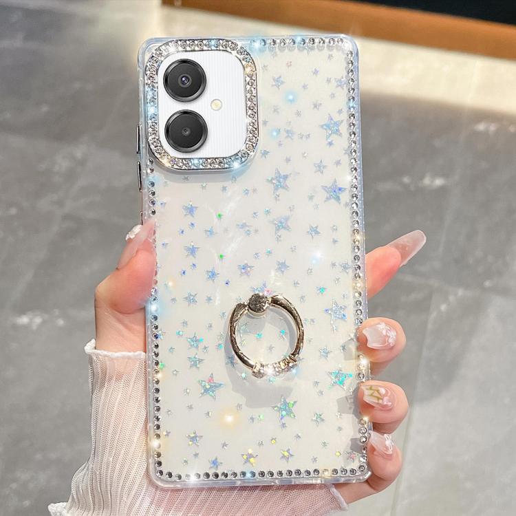 Anello di supporto in TPU con strass glitterati e custodia anti-caduta per telefono, For Samsung Galaxy S26+ 5G, For Samsung Galaxy S26 Ultra 5G, For Samsung Galaxy S26 5G, For Samsung Galaxy A07 5G