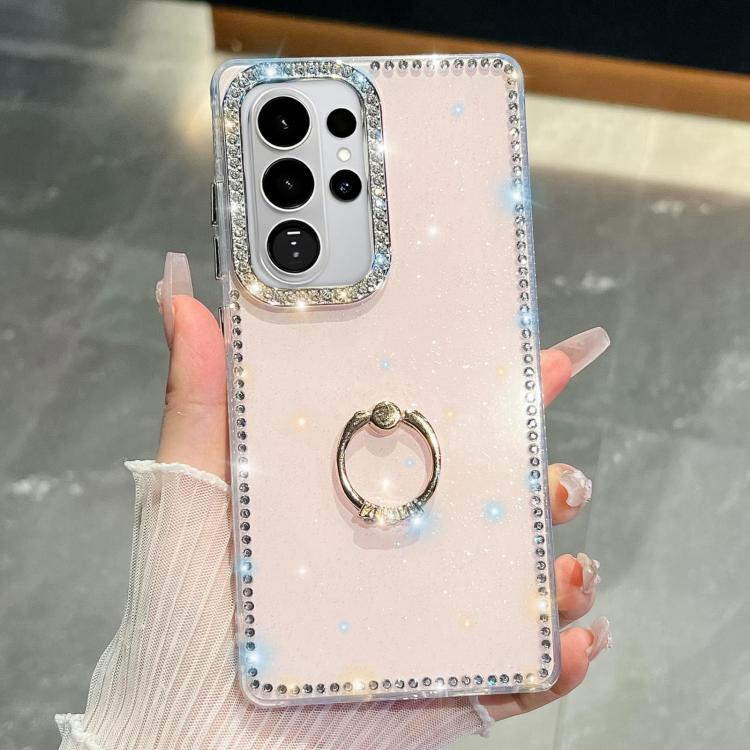 Anello di supporto in TPU con strass glitterati e custodia anti-caduta per telefono, For Samsung Galaxy S26+ 5G, For Samsung Galaxy S26 Ultra 5G, For Samsung Galaxy S26 5G, For Samsung Galaxy A07 5G