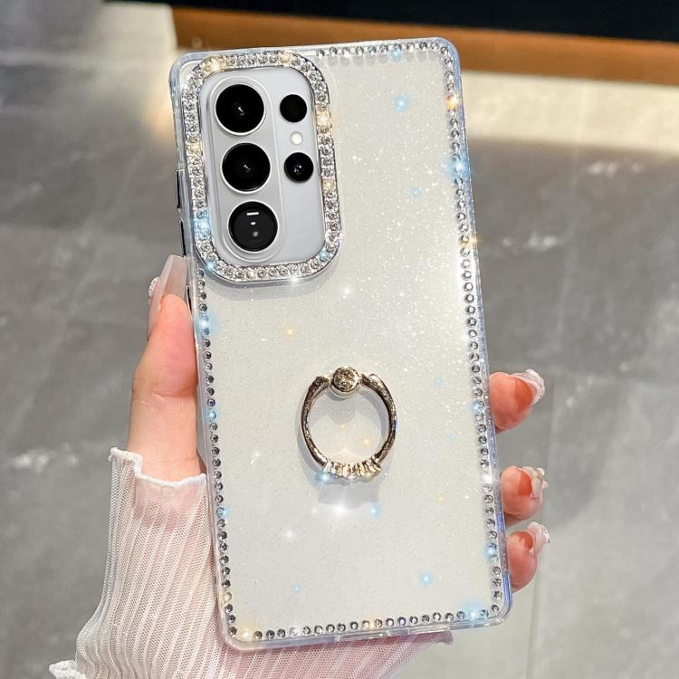 Anello di supporto in TPU con strass glitterati e custodia anti-caduta per telefono, For Samsung Galaxy S26+ 5G, For Samsung Galaxy S26 Ultra 5G, For Samsung Galaxy S26 5G, For Samsung Galaxy A07 5G