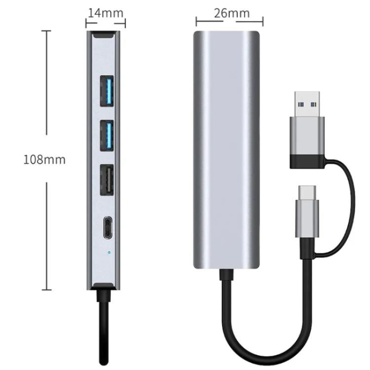 2501 RJ45 Gigabit Network Card Converter USB-C / USB to Ethernet Adapter