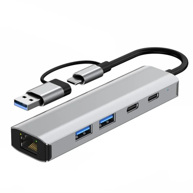 2503 Gigabit RJ45, 2 x USB3.2, USB-C2.0, USB-C3.2, DC5V 6 in 1 Docking Station USB / Type-C Hub, 2503