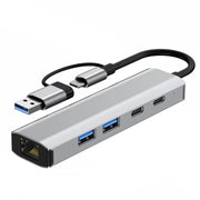 2503 Gigabit RJ45, 2 x USB3.2, USB-C2.0, USB-C3.2, DC5V 6 in 1 Docking Station USB / Type-C Hub, 2503