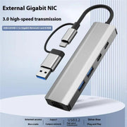 2503 Gigabit RJ45, 2 x USB3.2, USB-C2.0, USB-C3.2, DC5V 6 in 1 Docking Station USB / Type-C Hub, 2503