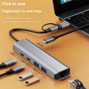 2503 Gigabit RJ45, 2 x USB3.2, USB-C2.0, USB-C3.2, DC5V 6 in 1 Docking Station USB / Type-C Hub, 2503