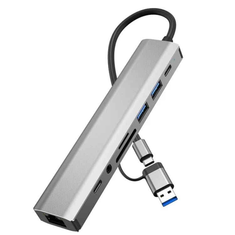 2509 RJ45, USB3.0, USB2.0, USB-C2.0, 3.5mm, DC5V, SD / TF Card Reader Adapter USB-C / USB Hub, 2509