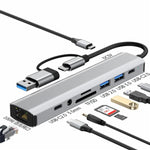 2509 RJ45, USB3.0, USB2.0, USB-C2.0, 3.5mm, DC5V, SD / TF Card Reader Adapter USB-C / USB Hub, 2509