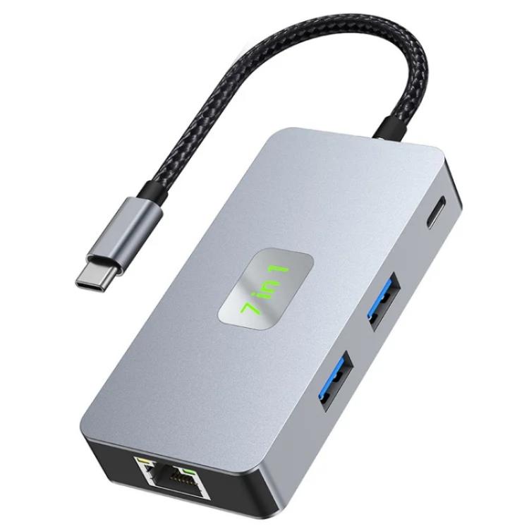 Hub USB-C 7-in-1 con 2 USB 3.2, lettore SD/TF, HDMI, RJ45
